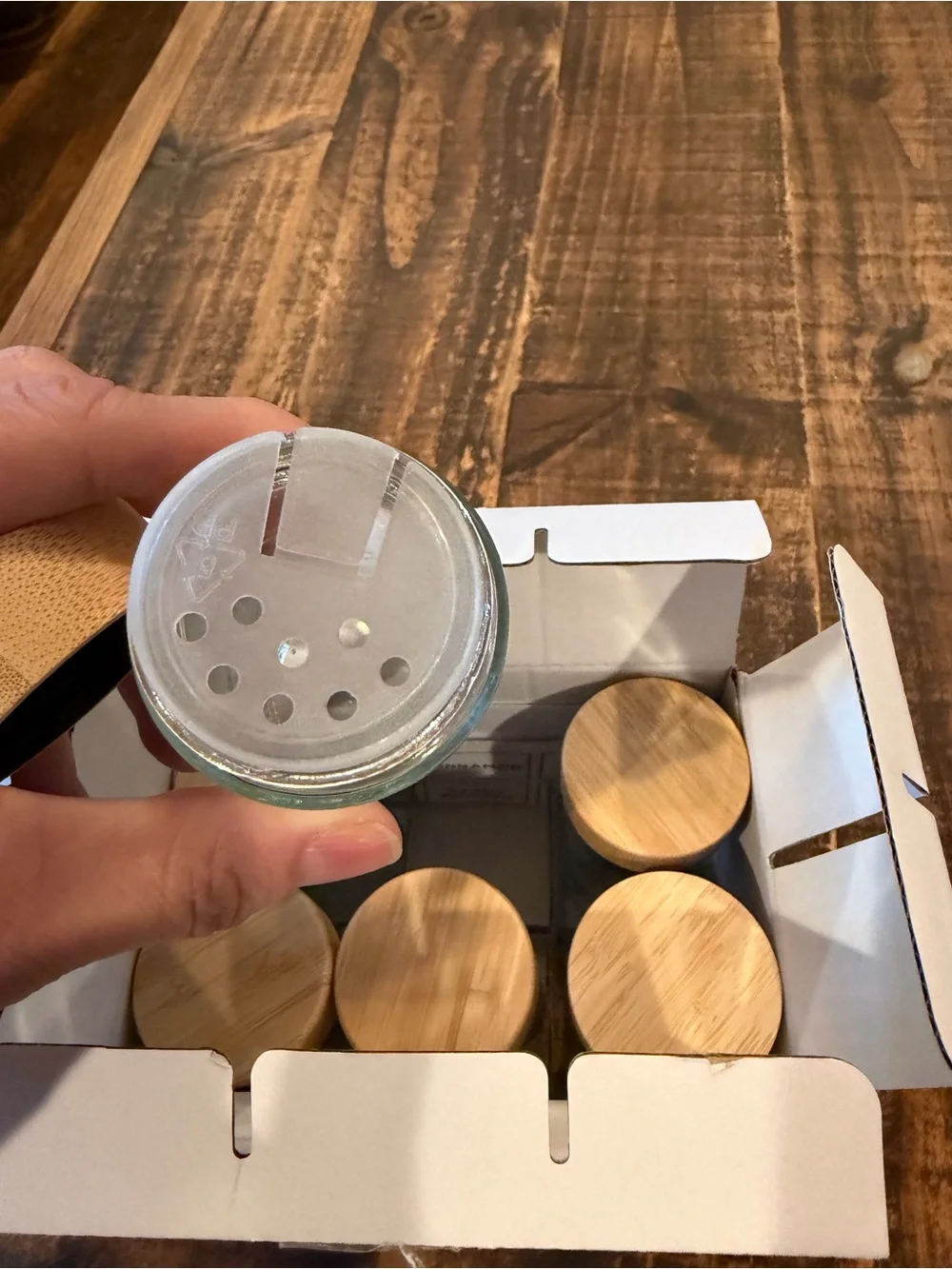 Crofton Spice Jars with Neutral Tan Bamboo Lid